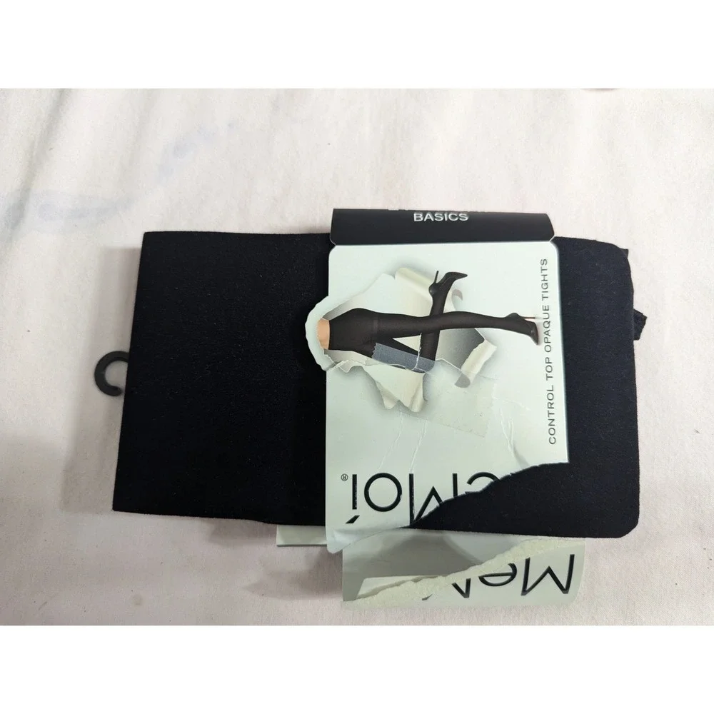 1 Pair MeMoi Control Top Black opaque tights womens M/L NEW